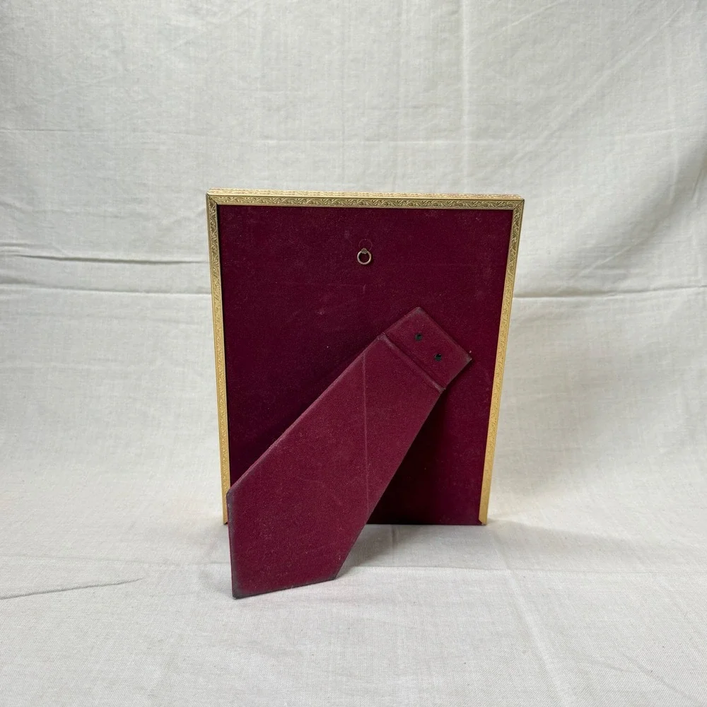 Vintage Gold Metal Tabletop Picture Frame 8x10 Ornate Corner Desk Frame 1950s
